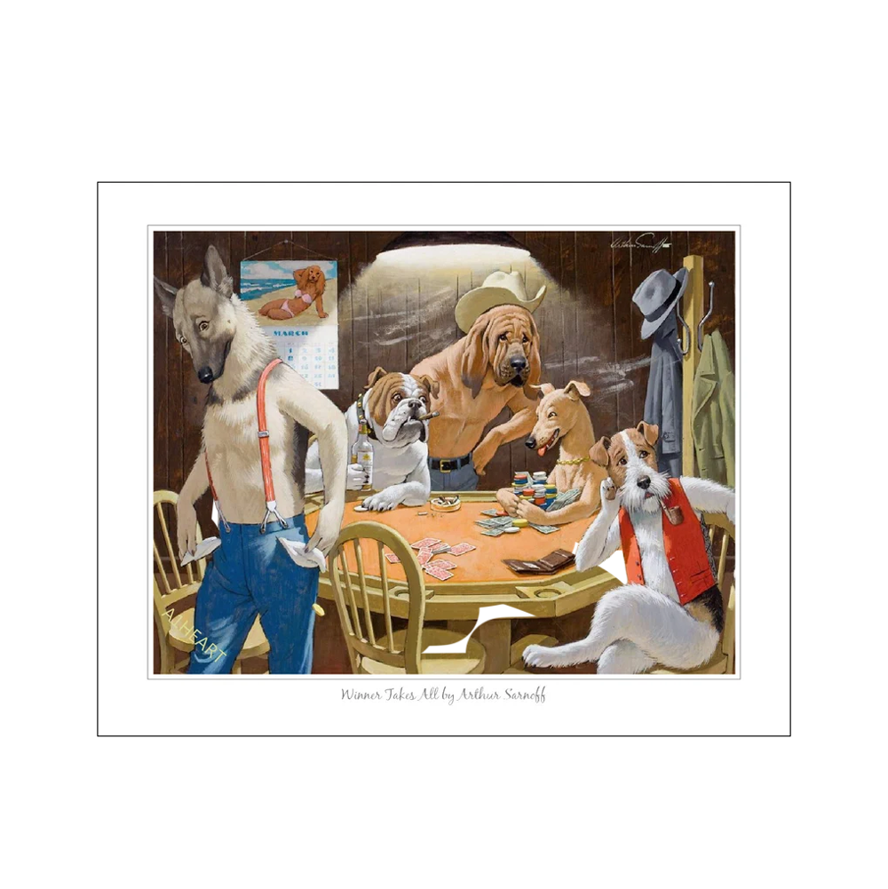 AFFICHE "CHIENS JOUANT AU POKER" PAR ARTHUR SARNOFF - ÉDITION LIMITÉE