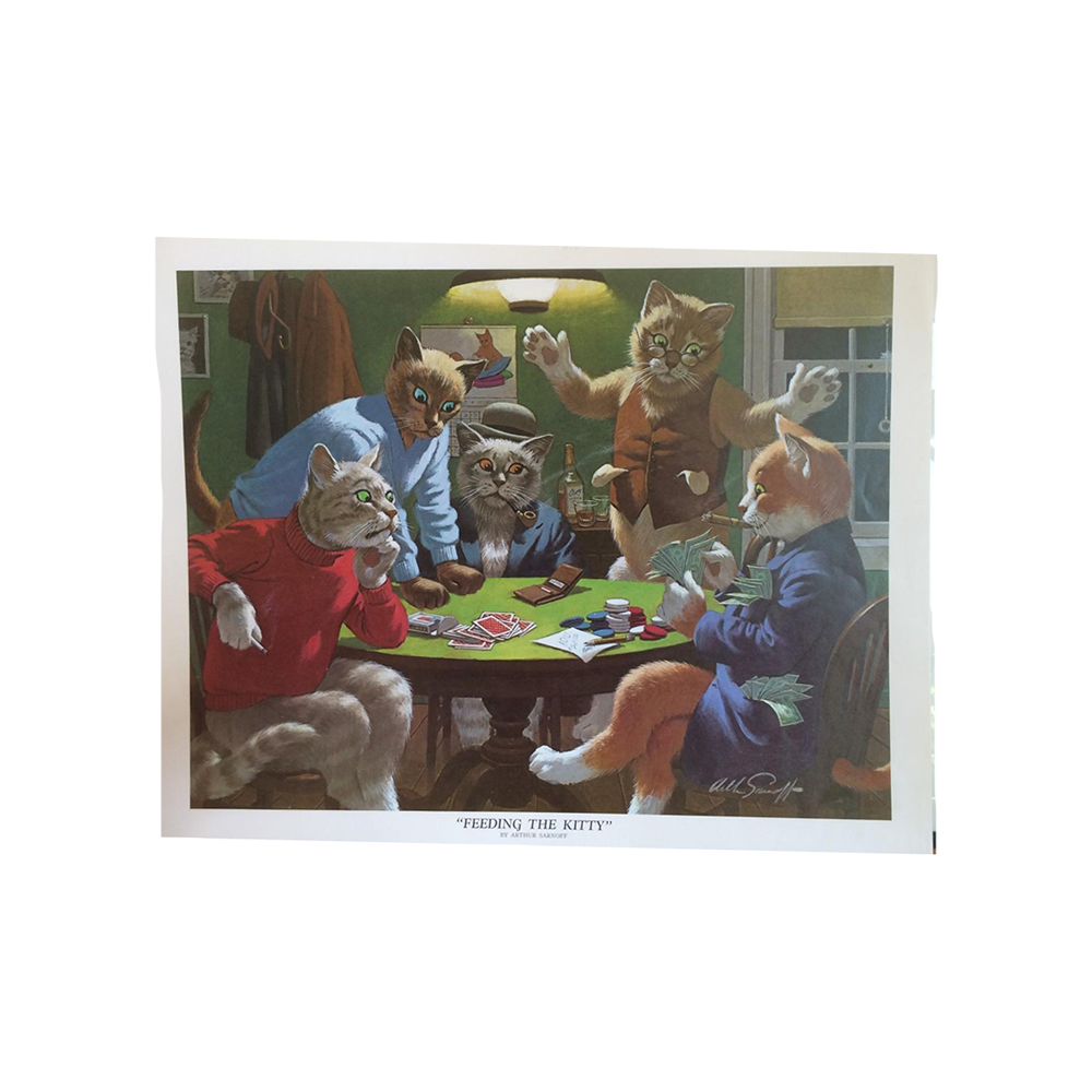 AFFICHE "FEEDING THE KITTY" PAR ARTHUR SARNOFF - ÉDITION LIMITÉE