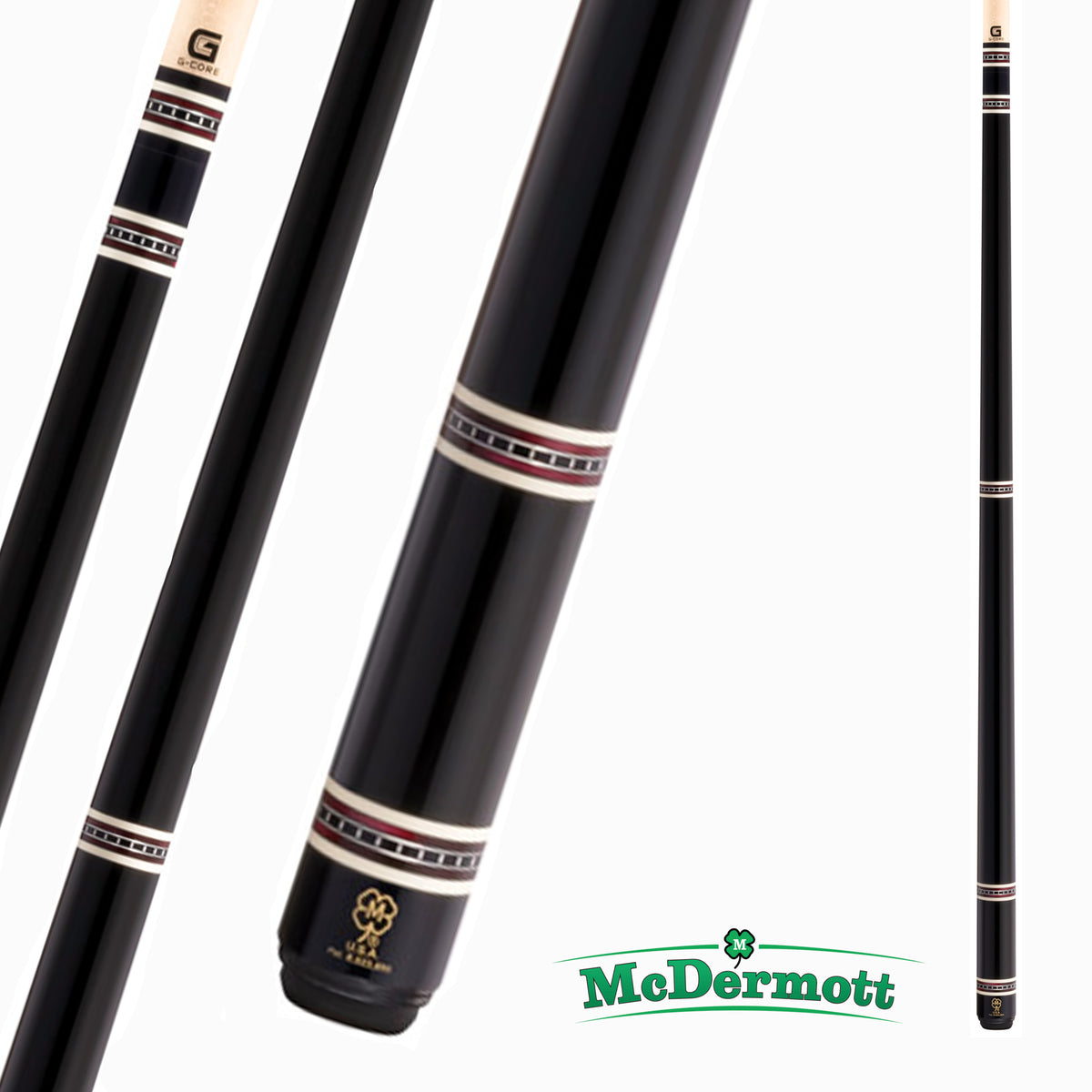 BAGUETTE DE BILLARD MCDERMOTT H-SERIES H551 NOIRE ET BLANCHE 13MM 19OZ