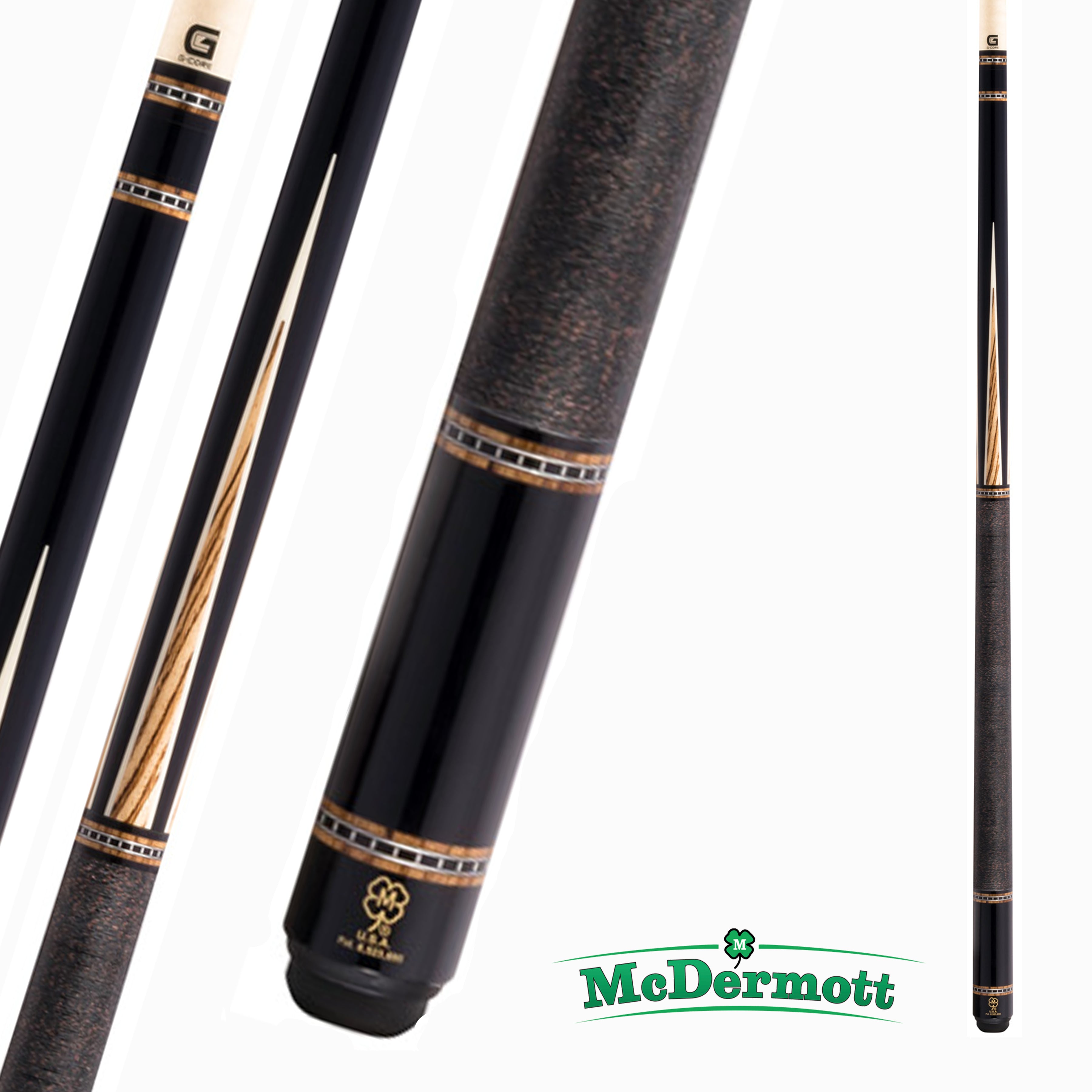 MCDERMOTT POOL CUE H-SERIES H652 BROWN AND BLACK 13MM 19OZ