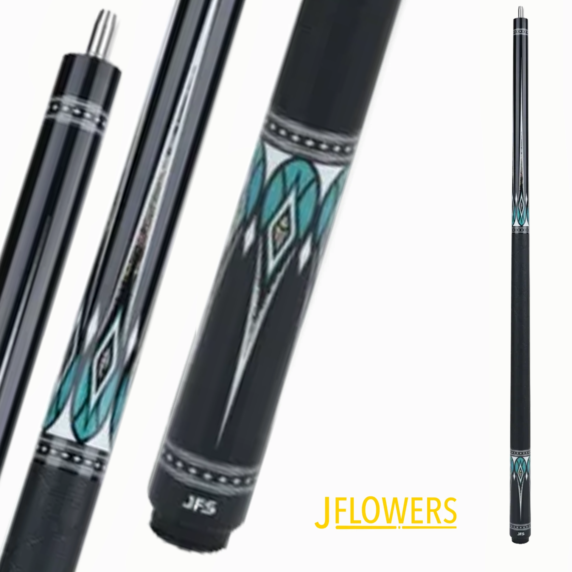 BAGUETTE DE BILLARD J FLOWERS VALEN FLOW NOIRE ET BLEUE FLÈCHE CARBONE 13MM 19OZ