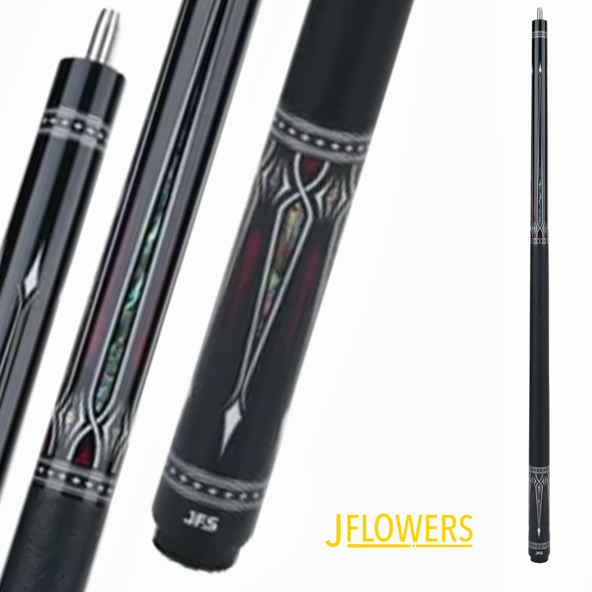 J FLOWERS POOL CUE VALEN PRIME RED AND BLACK CARBON SHAFT 13MM 19OZ
