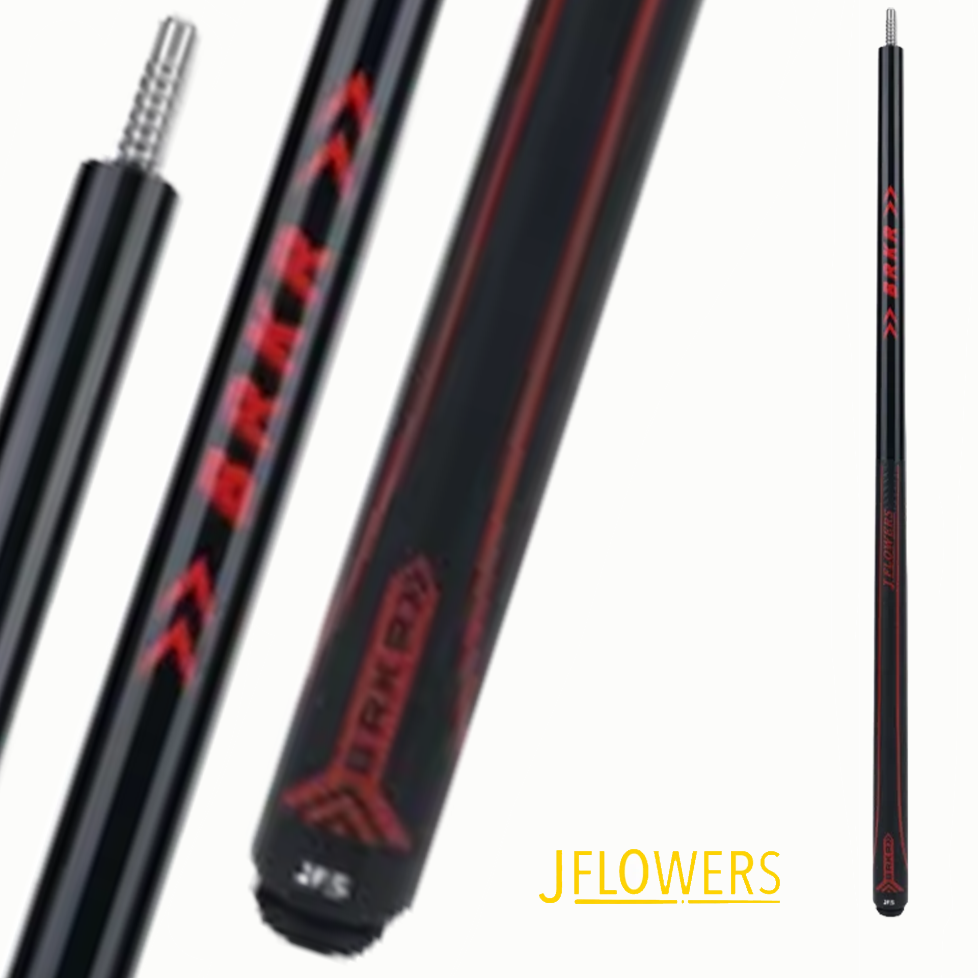 BAGUETTE DE BILLIARD J FLOWERS BRKR WRAP CUIR NOIR/ROUGE 13MM 19.5OZ