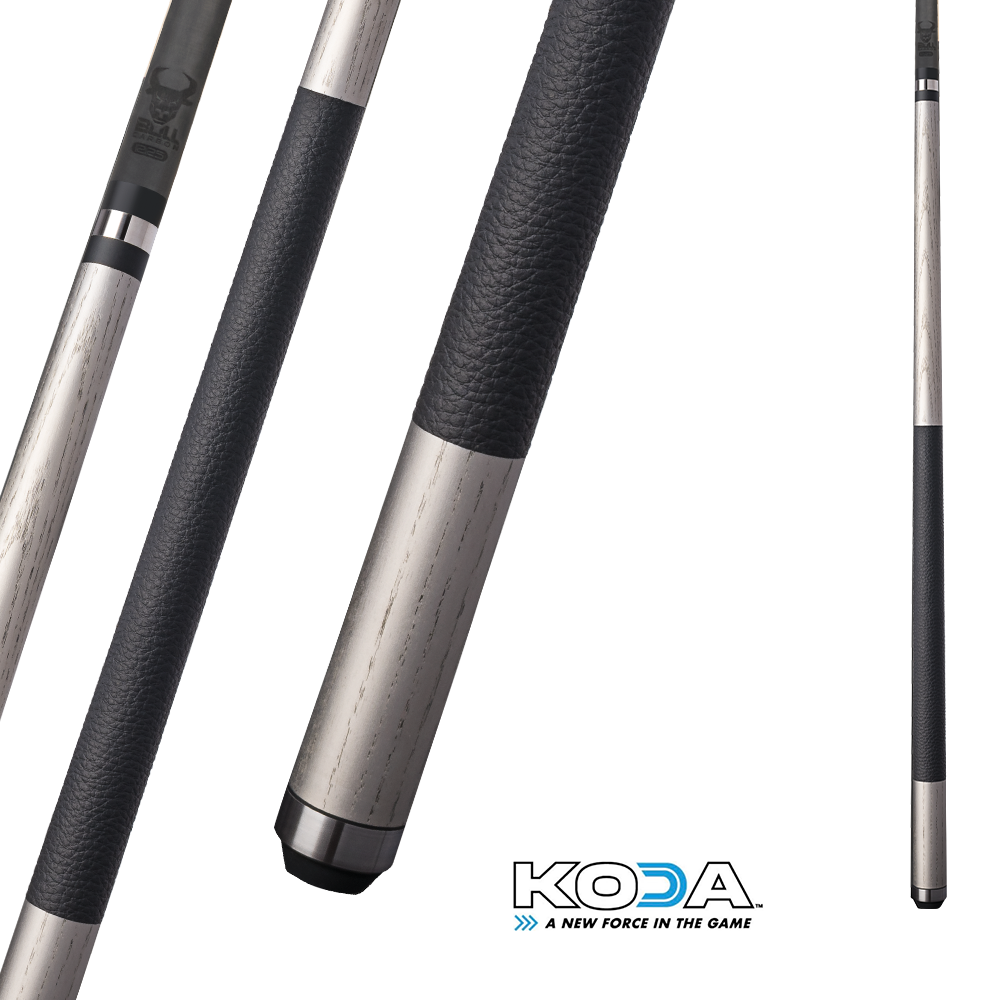 BAGUETTE DE BILLARD KODA SPORT LD3C2 FLÈCHE CARBONE NOIRE ET ARGENT GRIP CUIR 12.25MM 19OZ