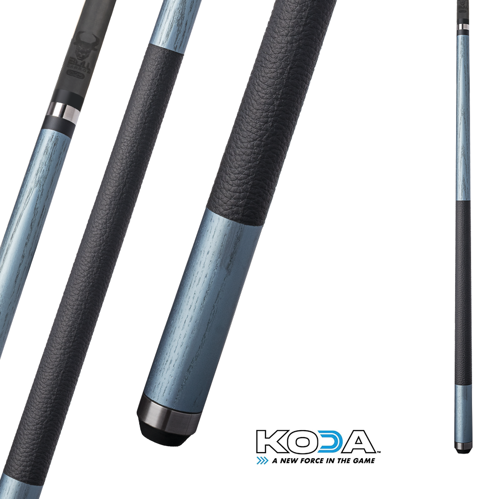 BAGUETTE DE BILLARD KODA SPORT LD4 FLÈCHE CARBONE NOIRE ET BLEUE GRIP CUIR 12.25MM 19OZ