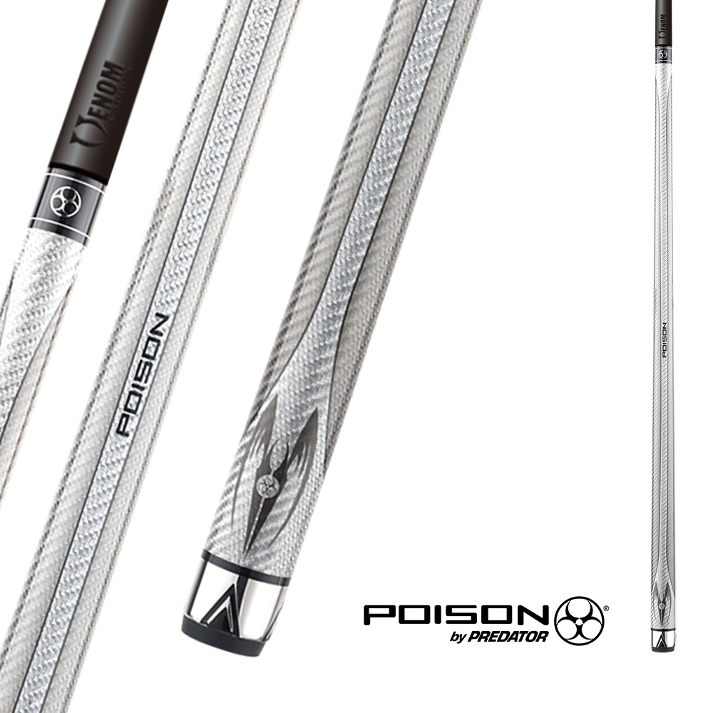 BAGUETTE DE BILLARD POISON MAELITH AVEC FLÈCHE DE CARBONE - GRIS PÂLE/FONCÉ - SANS WRAP 12.4MM 19OZ