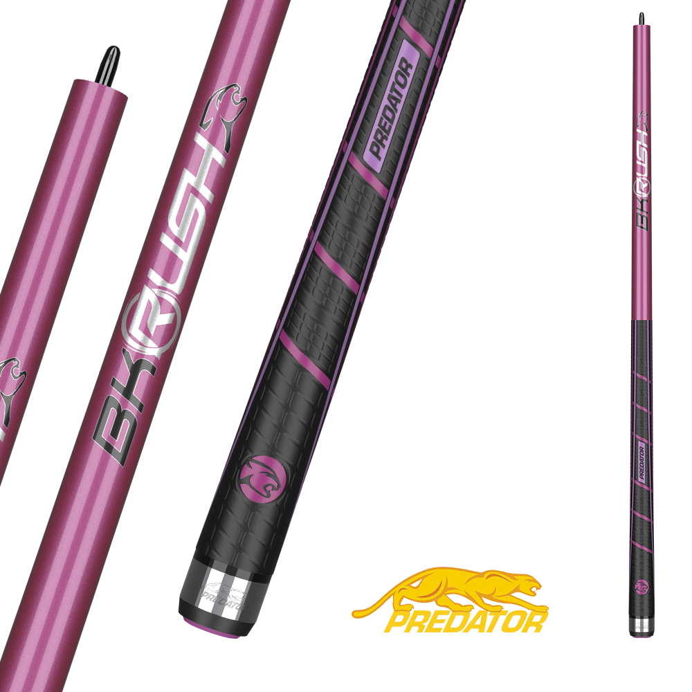 BAGUETTE DE BILLARD PREDATOR BK RUSH ROSE/ARGENT UNI-LOC QUICK RELEASE AVEC GRIP DE SPORT 18.5OZ - ÉDITION LIMITÉE