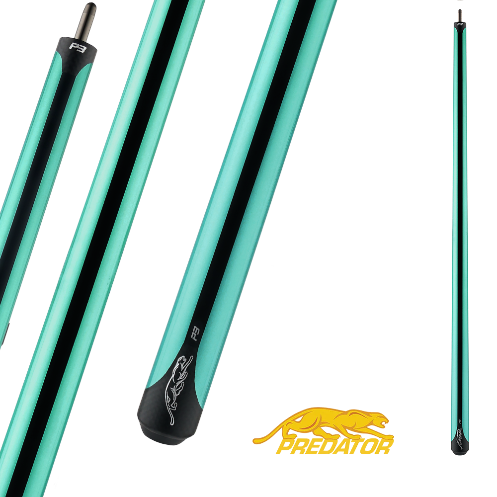 PREDATOR P3 POOL CUE BUTT - PAINTED TEAL WITH BLACK STRIPE  NO WRAP - LIMITED EDITION