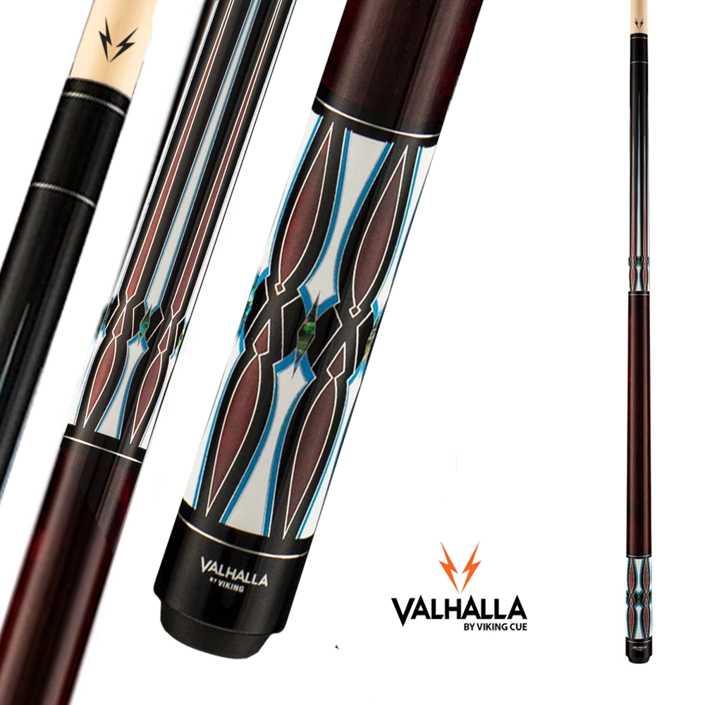 BAGUETTE DE BILLARD VIKING VALHALLA VA786 MOTIFS NOIRE ET BLEUE ET BLANCHE 13MM 190Z