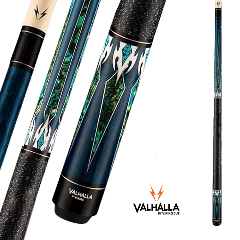 BAGUETTE DE BILLARD VIKING VALHALLA VA873 MOTIFS BLEU ET VERT ET BLANC 13MM 190Z