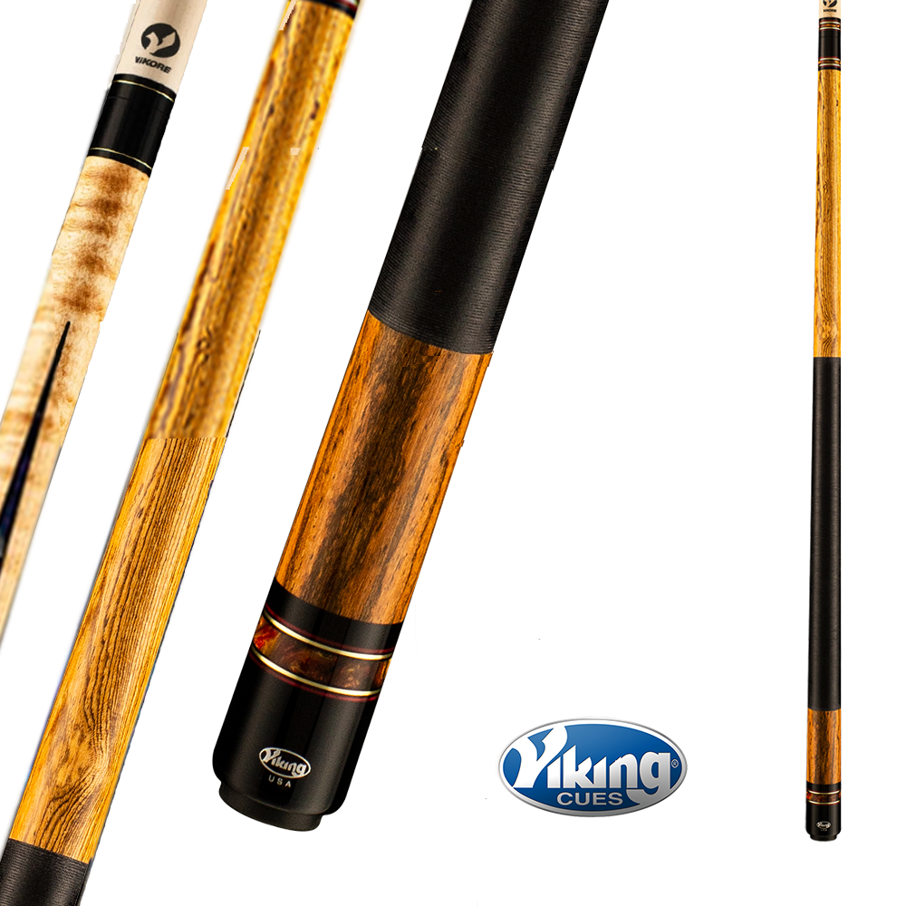 VIKING POOL CUE B3391 - BLACK AND WOOD LINEN WRAP 13MM 19OZ