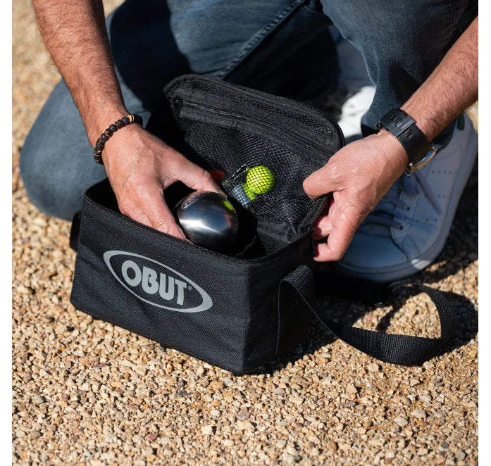 SAC DE REPORTER PÉTANQUE OBUT 3 BOULES NOIR ET GRIS