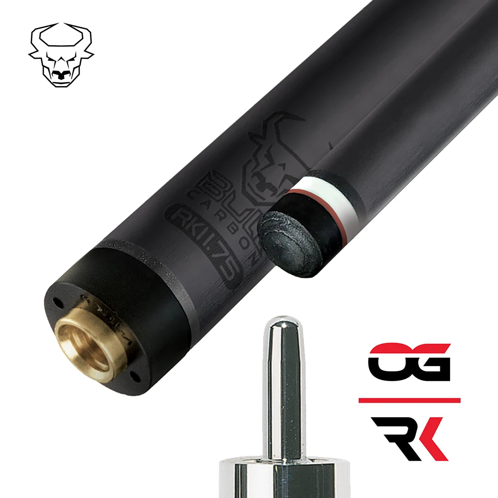 BAGUETTE DE BILLARD KODA SPORT LD3C2 FLÈCHE CARBONE NOIRE ET ARGENT GRIP CUIR 12.25MM 19OZ