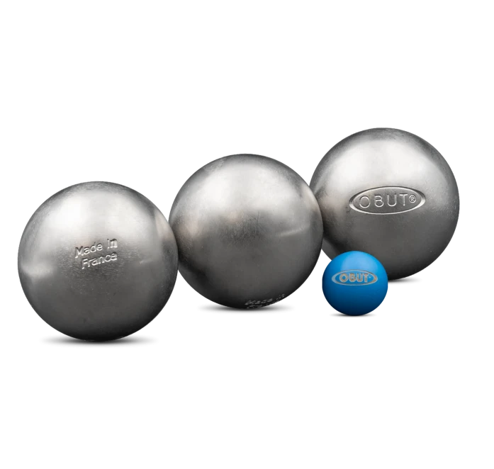 OBUT SET OF THREE PÉTANQUE BOULES LOISIR LISSE INOX