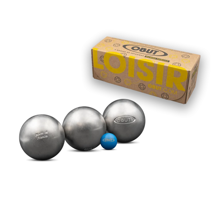 OBUT SET OF THREE PÉTANQUE BOULES LOISIR LISSE INOX