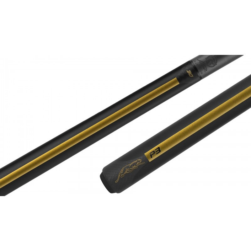 PREDATOR BUTT POOL CUE P3 BLACK AND GOLD NO WRAP UNI-LOC - LIMITED EDITION