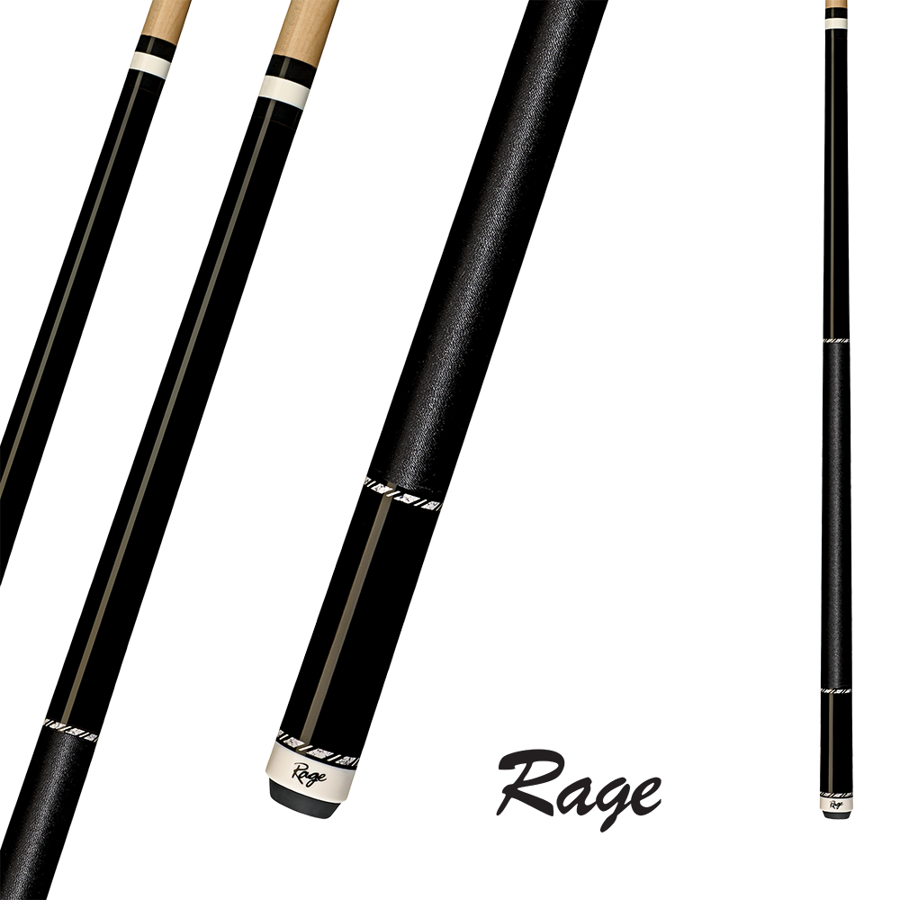 BAGUETTE DE BILLARD RAGE BLACK ONYX AVEC GRIP NOIR 13MM 19OZ