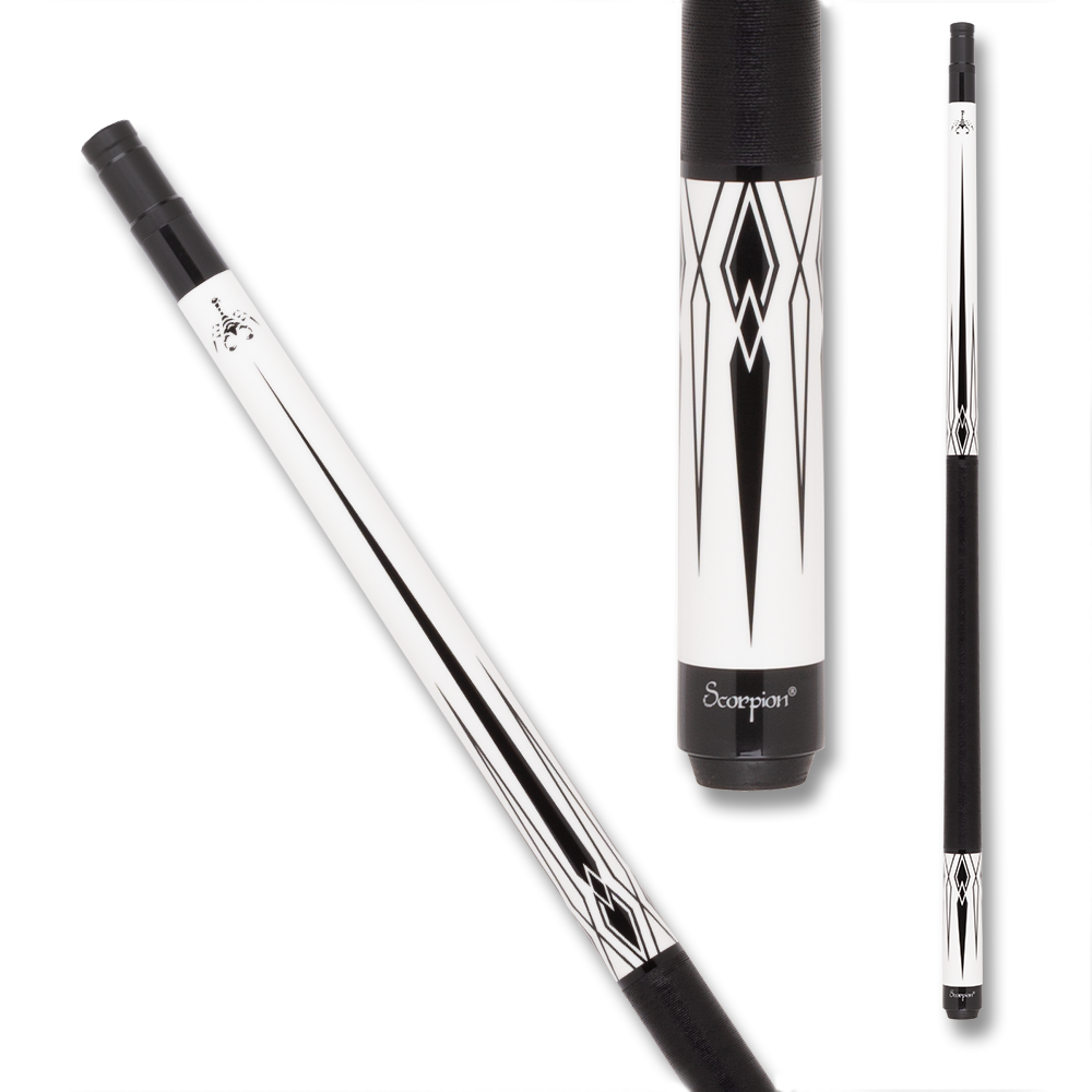 BAGUETTE DE BILLARD SCORPION SW10 AVEC GRIP NOIR ET BLANC 12MM 19OZ