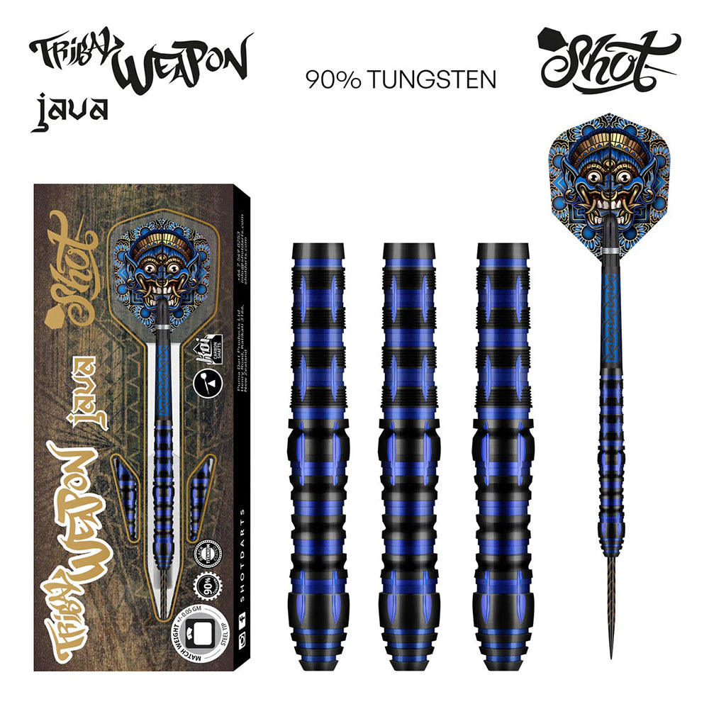 JEU DE FLÉCHETTES SHOT TRIBAL WEAPON JAVA POINTE ACIER TUNGSTÈNE 90 % 23G