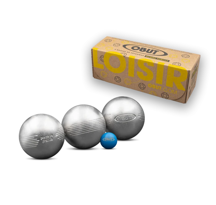 OBUT SET OF THREE PÉTANQUE BOULES LOISIR SIDE INOX