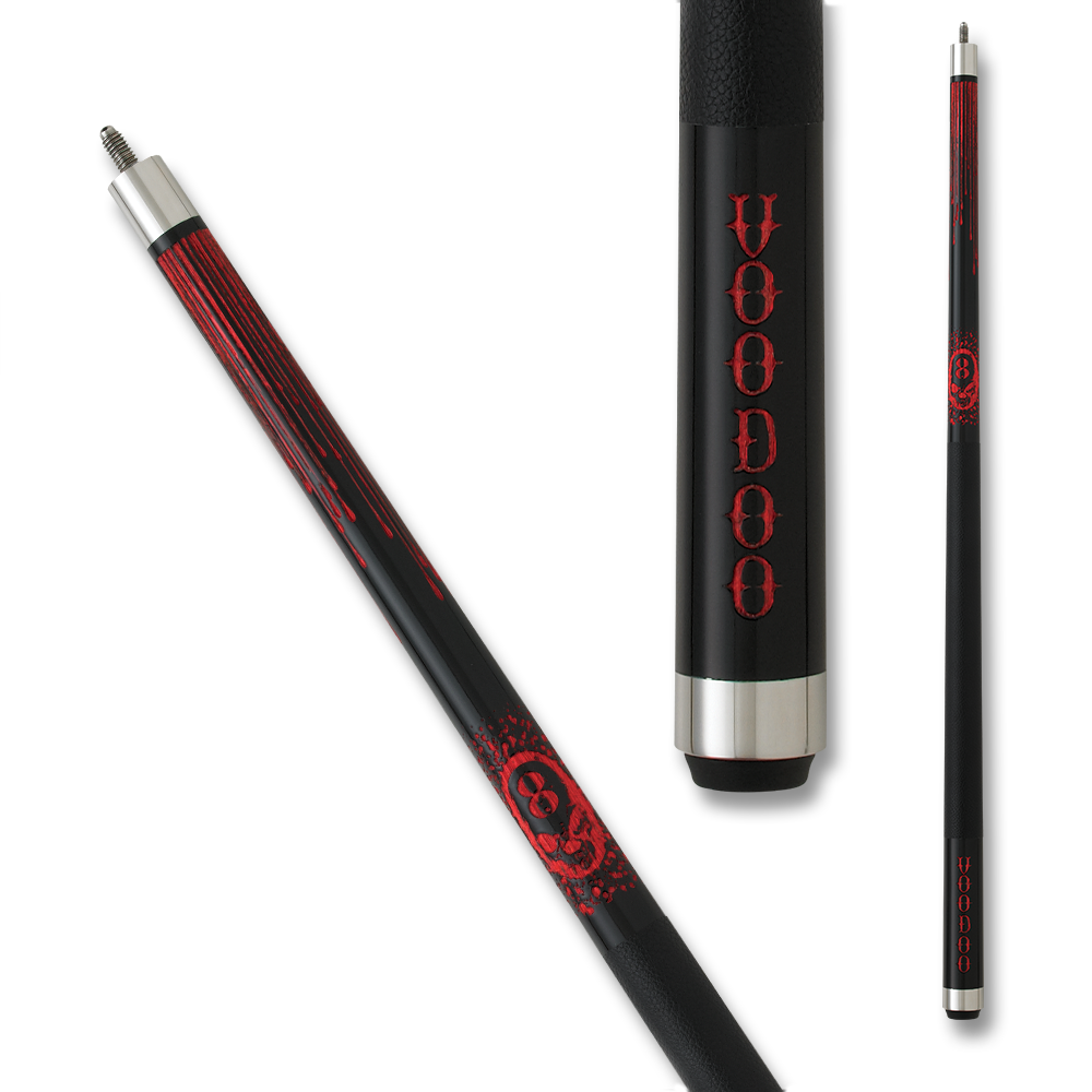 BAGUETTE DE BILLARD VOODOO VOD21 MOTIF CRÂNES ET SANG NOIR ET ROUGE 13MM 19OZ