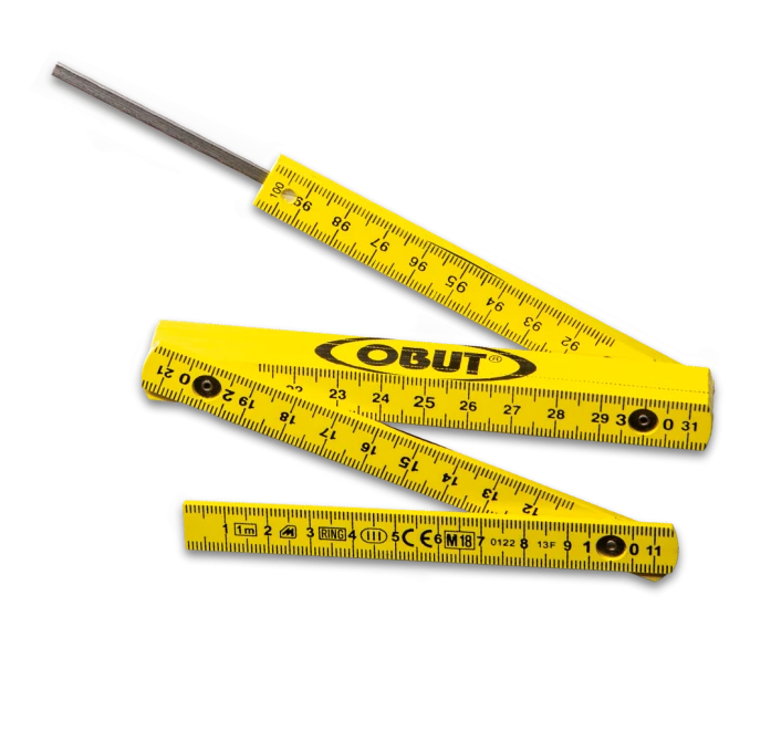 MÈTRE PLIANT OBUT À TIRETTE EN FIBRE DE VERRE JAUNE