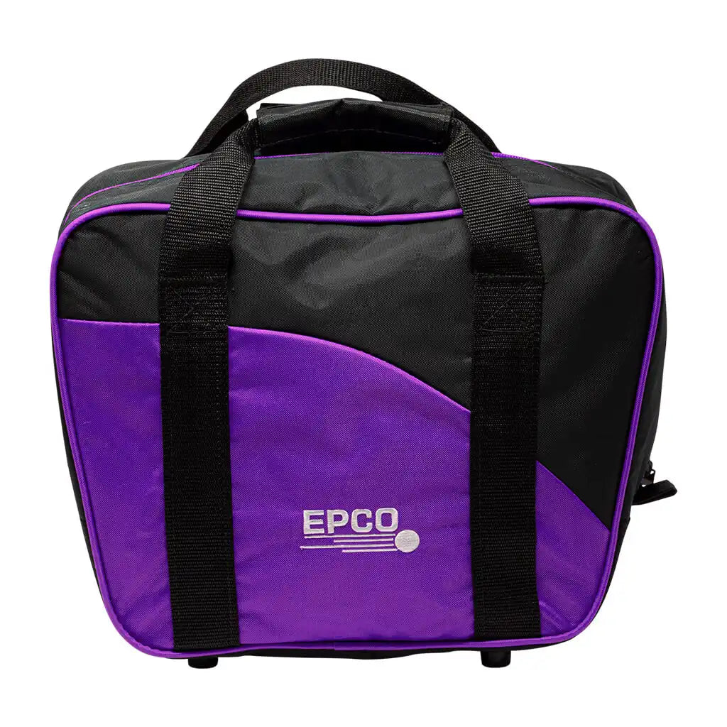 PURPLE BOWLING BAG FOR 2 SMALL BALLS AND A PAIR OF BOWLING SHOES