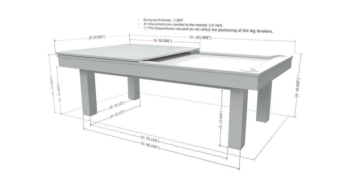 EURO billiard pool table dimensions