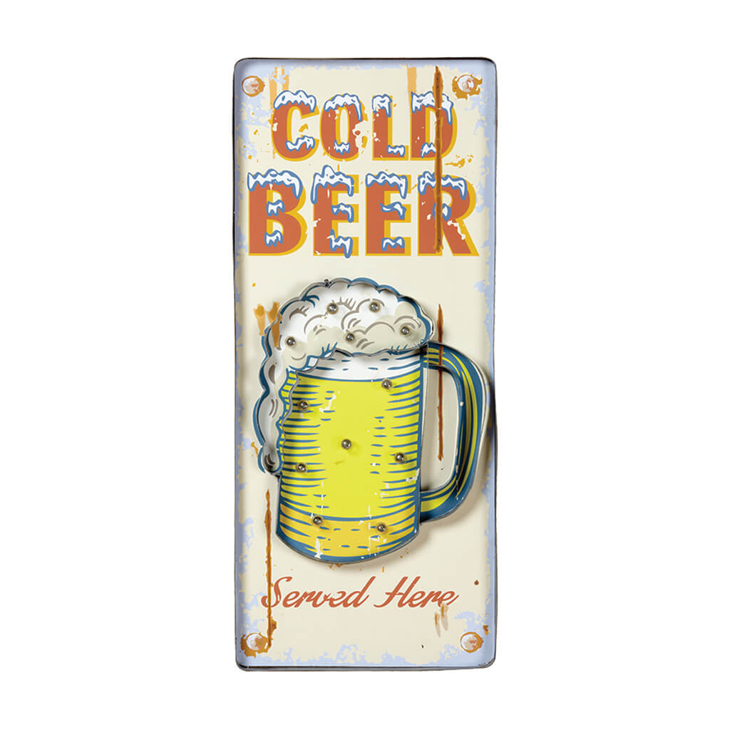 METAL SIGN-COLD BEER (WHITE)